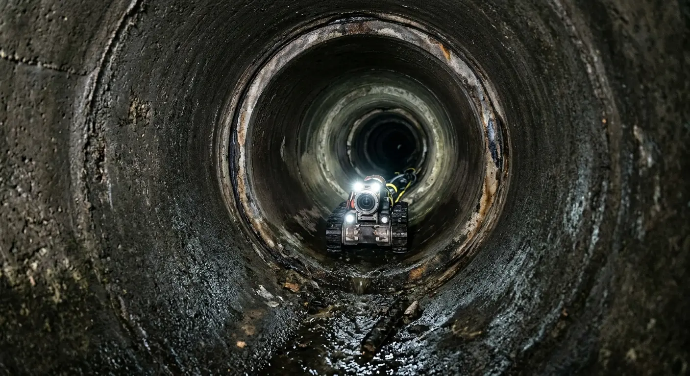 Robotic sewer camera inspecting pipe interior for Drain Snake Service in Yorkville